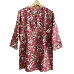 Light Cotton Print Tunic or Cover Up Summer Heat